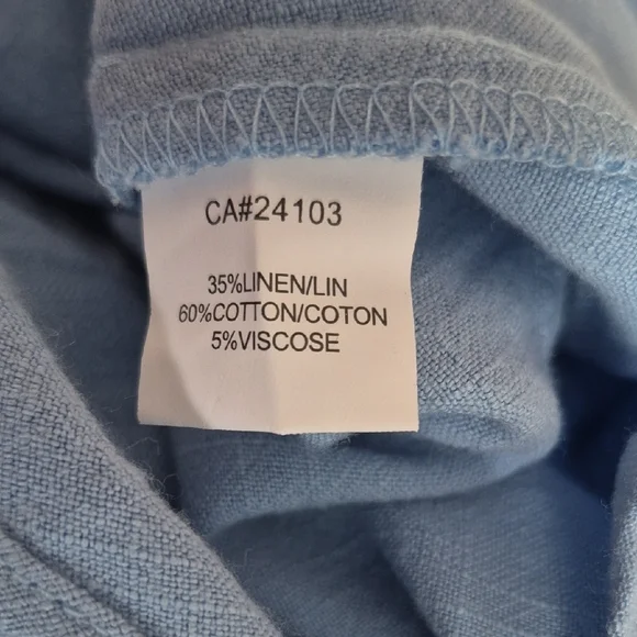 Red Coral Linen/Cotton Blue Sleeveless Dress (C36) - Picture 4 of 5